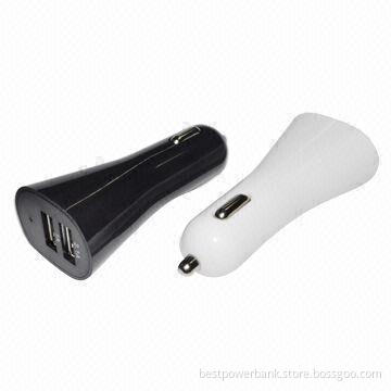 High-end Simple Design Dual-USB In-car Chargers for All Smart Phones with 2,100mAh Output Current
